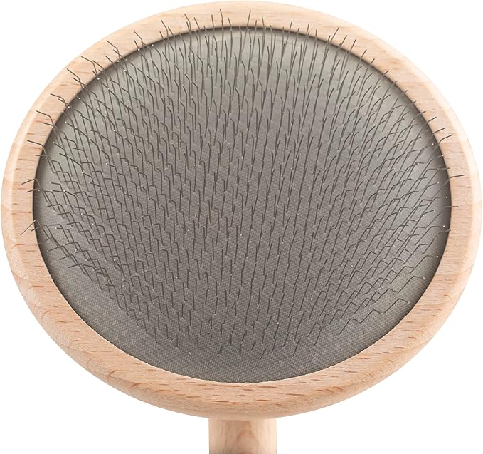 Chris Christensen Mark VIII Round Head Slicker Brush for Dogs, 12mm Pins, Groom Like a Pro, Handcrafted Lightweight Beechwood Ergonomic Handle, Stainless Steel Pins, A5VIII. Made in Germany.