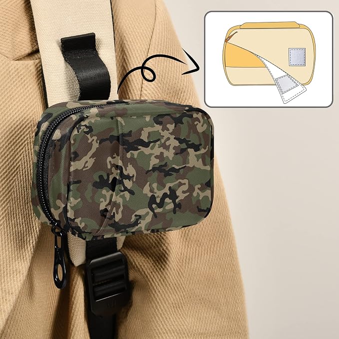 Military Camo Pill Box 7 Day Pill Case Travel Pill Organizer Bag with Zipper Portable Weekly Case Compact Size for Vitamin Supplement Holder