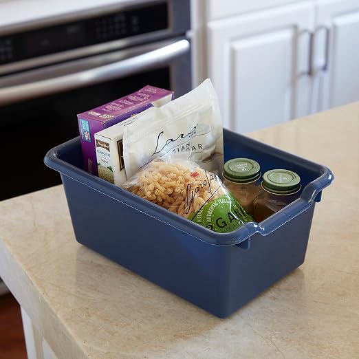 ECR4Kids Scoop Front Storage Bins, Multipurpose Organization, Navy, 10-Piece | Durable plastic, GREENGUARD Gold Certified, 1.2 gallon capacity, lightweight & nestable, built-in handle, classroom/home use