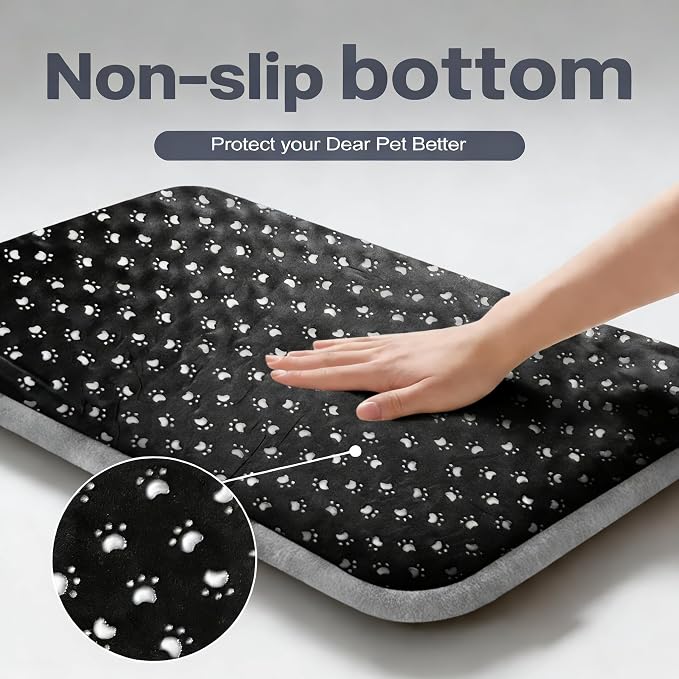 Dog Bed Mat, Reversible Crate Pad & Cute Dog Bed - Machine Washable Kennel Mat with Ultra Soft (Big&Small Stars Gray, 24" L*18" W*1.5" Th)