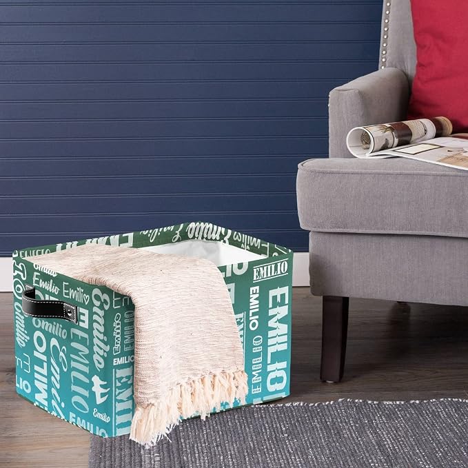Personalized Toy Box Storage Bins for Boys Girls with Name, Kids Custom Storage Basket Cubes Organizer with Handles, Shelf Closet Storage Baskets Bin Customized Gift, 1 Pack