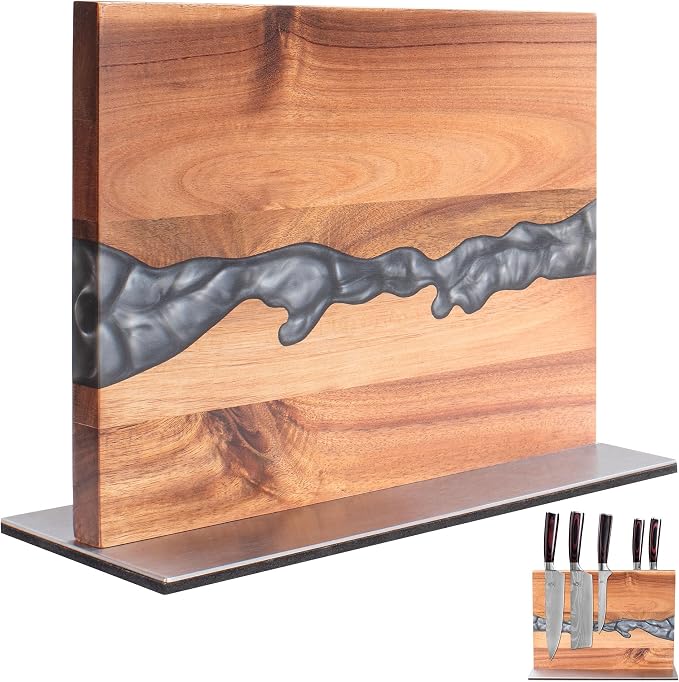 FULLHI Kitchen Magnetic Knife Block Holder, Knife Magnetic Strip with Enhanced Magnets natural wood Multifunctional Storage Holder for Kitchen Utensil, Knife Set, Scissors,Spice Ja (13.15 * 9.5inch)
