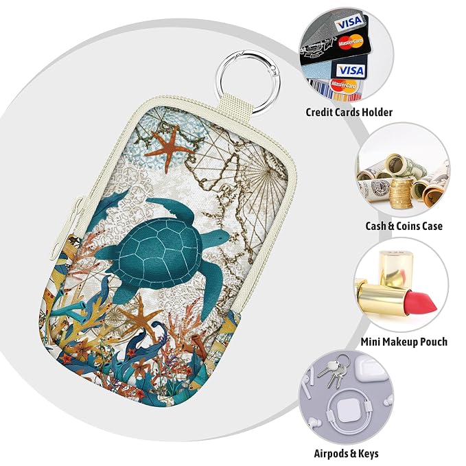 Hand Sanitizer Holder, Sea Turtle Spray Case Zippered Pouch | Keychain, Travel Size, Cute Fashion Accessory with Snap Hook, for Glow Mist and Power Mist 1FL OZ, Mini Small Pocket Clip on
