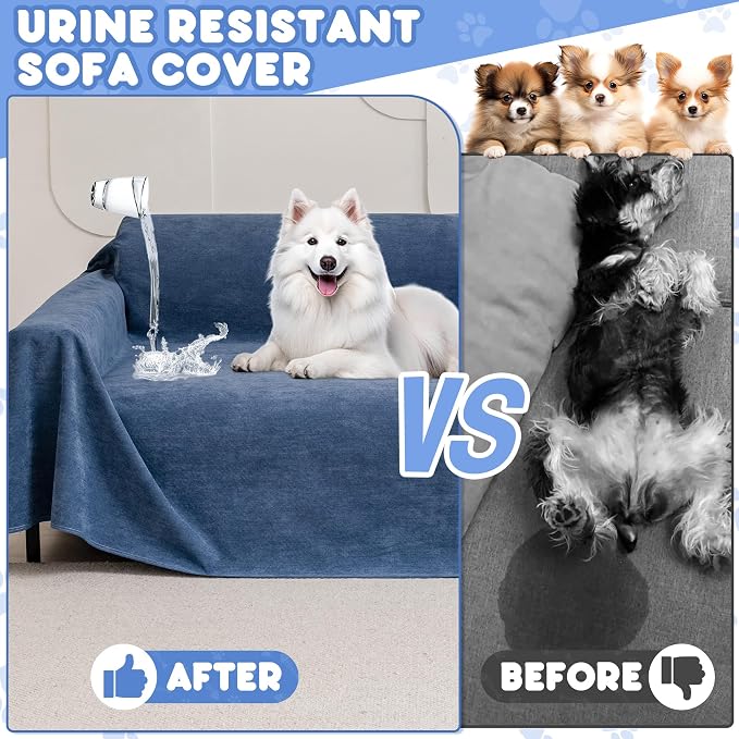 Loiion Cat Scratch Proof Furniture Protector Waterproof Sofa Cover 150"x71" | Pet-Friendly Couch Protector, Anti-Scratch & Anti-Slip Sofa Cover For Cats Dogs Kids, Machine Washable