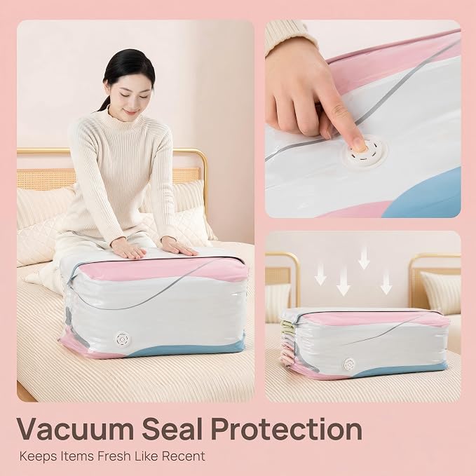 2026 New No‑Pump 3D Vacuum Storage Bags – Extra Large Heavy‑Duty Standing Cube Press & Seal for Comforters, Bedding, Clothes, No Pump（4PCS） (Large 31" × 39" × 12")