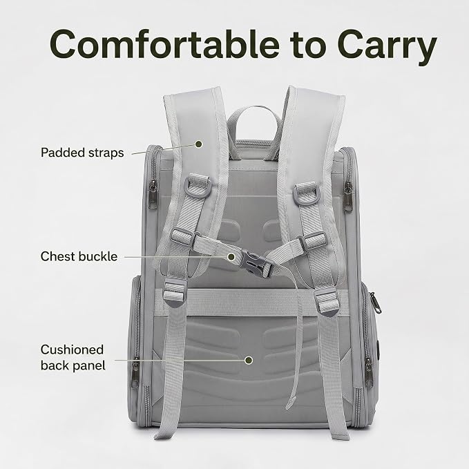 Cat Backpack Carrier for Small Dogs and Medium cat Puppy Kitten Bunny Pet Carrier Backpack Collapsible with Fully Ventilated Mesh with Safety Leash (Gray, 12.9" L x 10.62" W x 15.5" H - M)