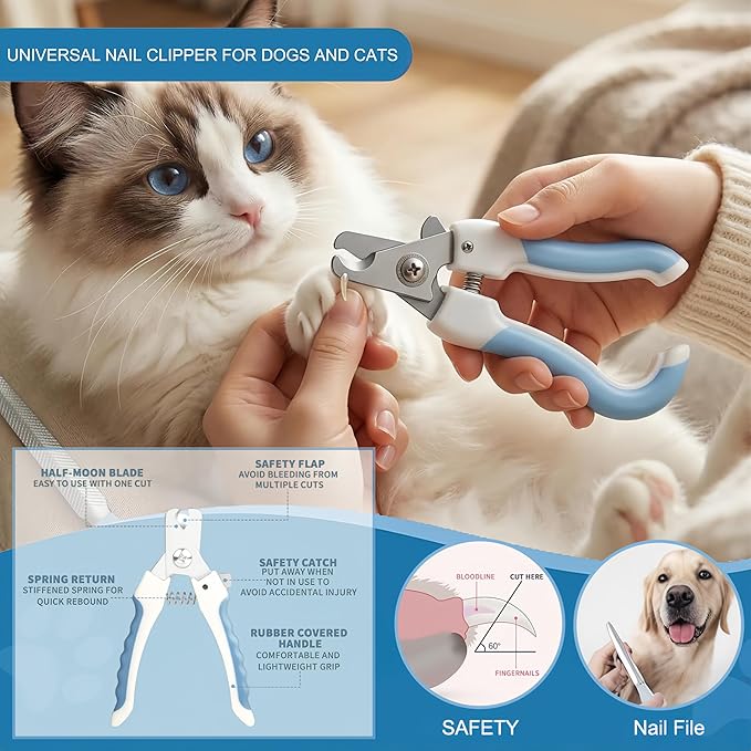 19PCS Dog Bath Kit & Dog Brush Kit - Professional Pet Grooming Tools Set for Dogs & Cats, Includes Shedding Brush, Bath Scrubber & Dematting Combs - Complete Dog Washing Essentials Blue