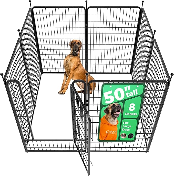FXW Rollick Dog Playpen, Indoor, Yard & RV Camping, 50" H, 8 Panels | Easy setup, Heavy-duty, DIY layouts, for Ultra Large Dogs, Patented