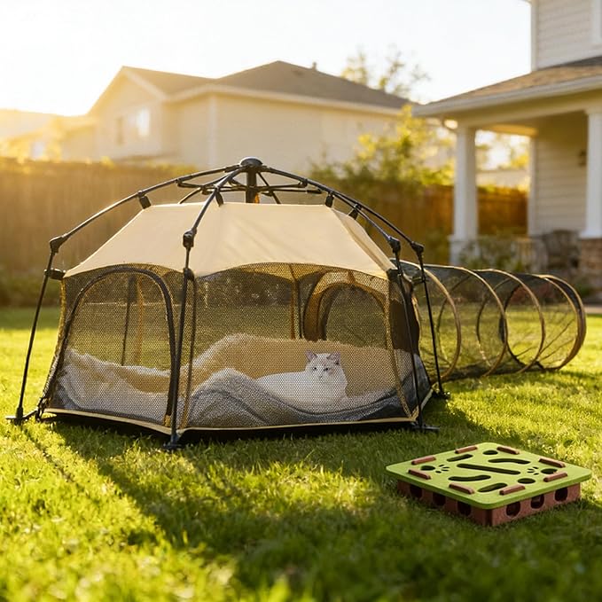 Cat Tent for Indoor and Outdoor Cat Enclosures(Outdoor, Tunnel, and Pet playpen) X-Large Portable Cat Tunnel Play Tents for Cats Rabbits and Small Animals