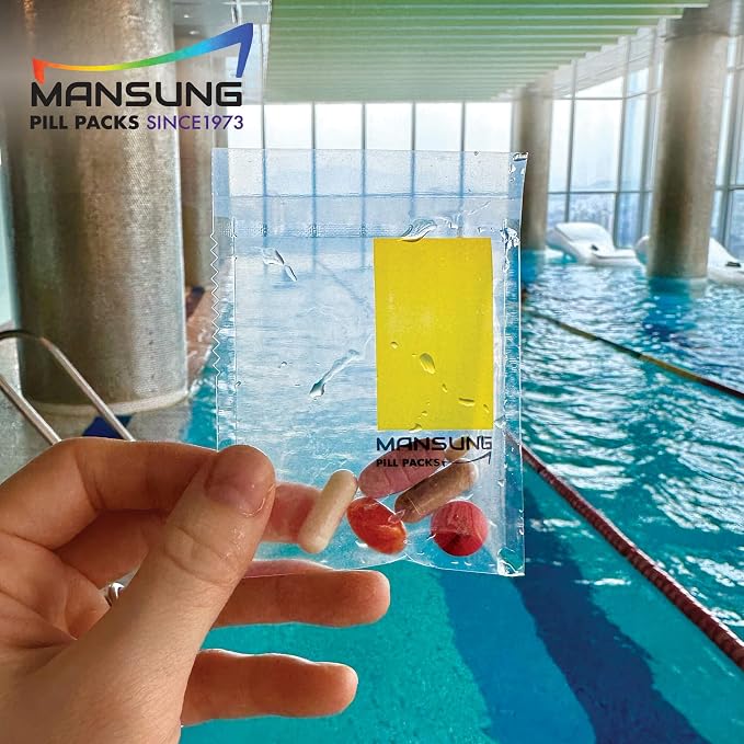 Mansung M 600 Bags/Yellow, Heat Seal Pill Bags, Suite, Sorter Organizer for Medication, Food Safe, BPA Free Heat Seal Bag pouche Pack Organizer Dispenser kit Daily Blister Packs Use with Tray, AM PM
