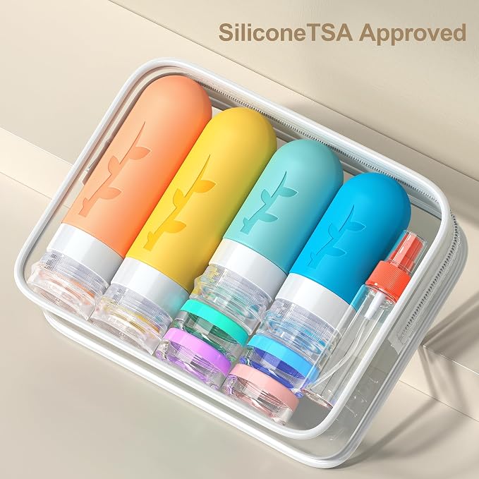 18pack Travel Bottles for Toiletries:Silicone TSA Approved-Containers for Toiletries,Leak Proof Refillable Liqus Shampoo And Conditioner Essentials toiletry Bottles | Leakproof, refillable containers for shampoo, conditioner, lotion and other liquids;t...