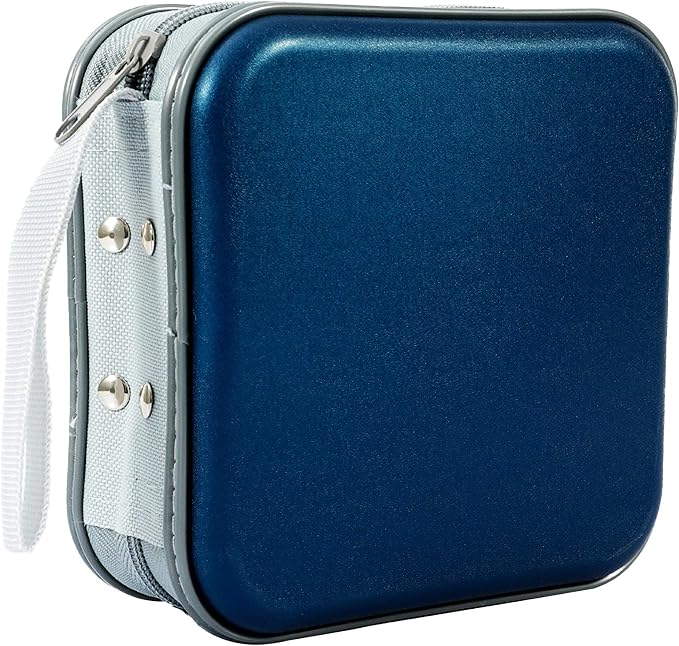 CD Case, 40 Capacity CD DVD Case Wallet Holder Portable Disc VCD Heavy Duty Binder Storage Organizer (Dark Blue)