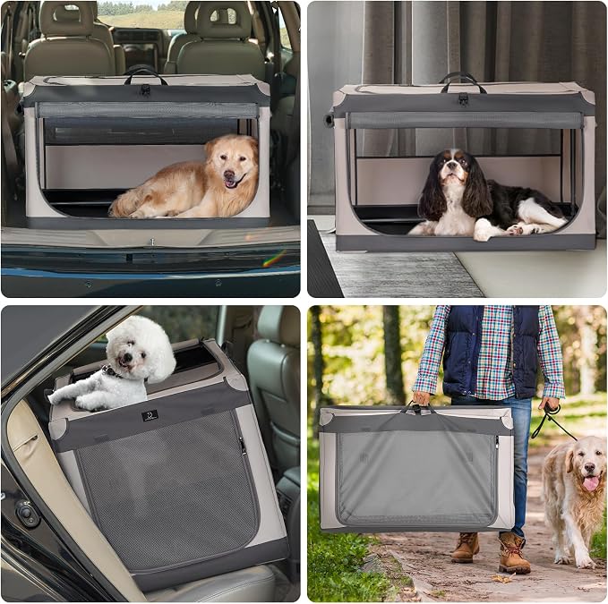 A 4 Pet 36-in Collapsible Soft Dog Crate, Large Dogs, Travel | patented screw frame, Lockable zippers, waterproof base, washable cover, outdoor/indoor/car