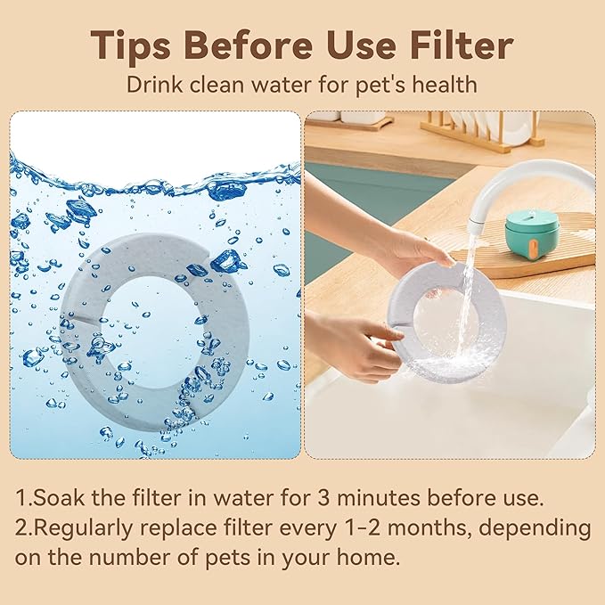 5 Pcs Replacement Filters for 10L No Spill Dog Water Bowl, Multi-Layer Filtration Provides Clean and Fresh Water, Compatible with 10L/6.5L/4.5L/3.5L/2.5L Stainless Steel Large Dog Bowls