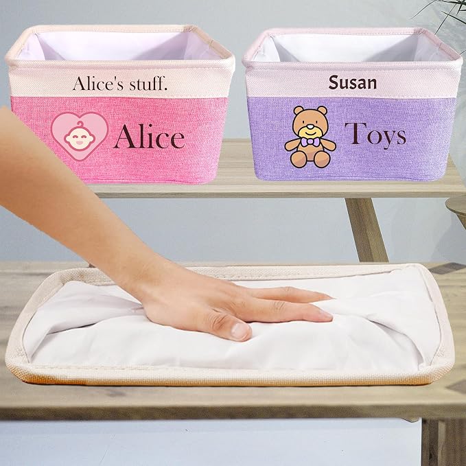 Personalized Baby Toy Storage Basket Custom Toy Box with Name Storage Organizer Collapsible with Handles for Girl Boy