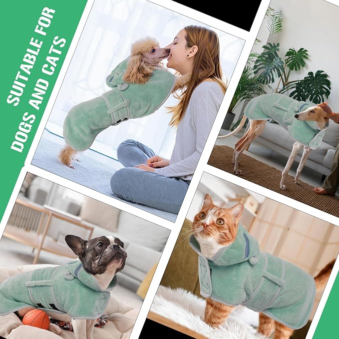 DENTRUN Dog Robes for After Bath - Super Absorbent & Fast Drying Coat with Hood, Bathrobe Beach Essentials, Bath Towels for Drying Dogs Medium, Bath/Beach/Swimming Quick Dry Towel Robe