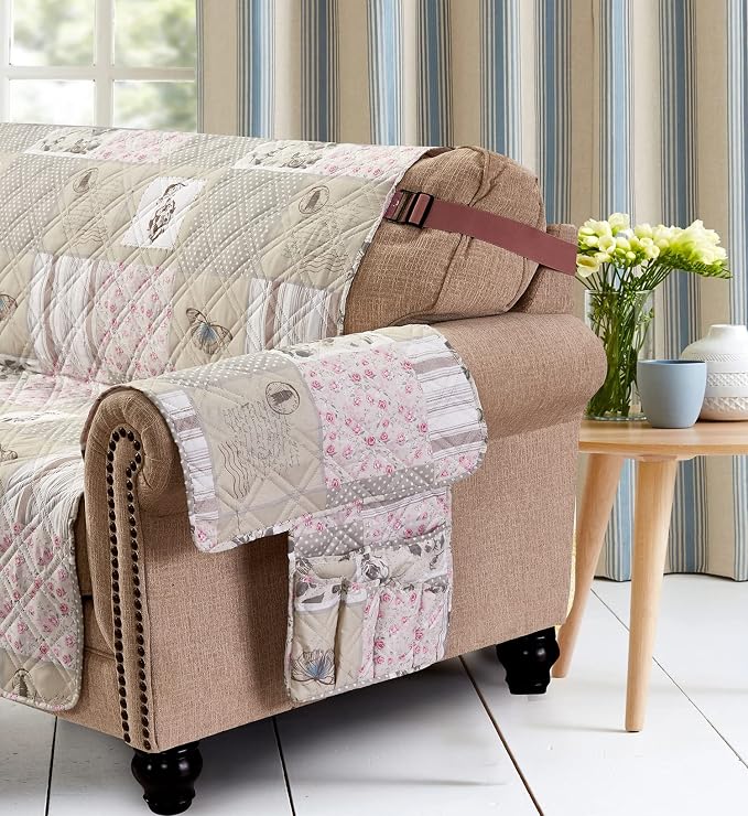 Brilliant Sunshine Grey Cupid & Pink Roses Ruffle Pillowshams Set, 18"x18" | Patchwork Design with Ruffles, Quilted Pillow Covers, Washable Throw Cushion Cases for Couchs and Beds, Pack of 2