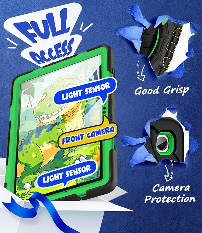 Grifobes Case for Samsung Galaxy Tab A11+ / A9+ Plus 11 inch 2026/2024, Full Protection with Screen Protector/Rotating Stand, Hand/Shoulder Strap for 11” Tablet Cover Black+Green