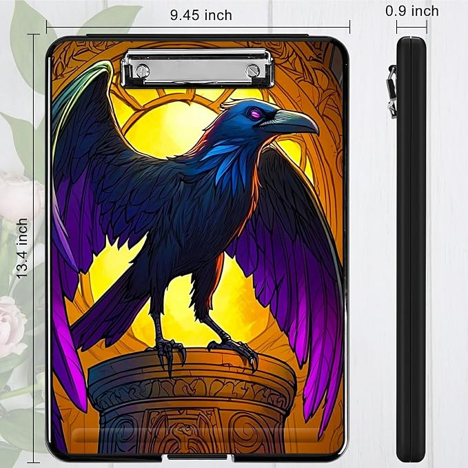 Eagle with Purple Wings A4 Clipboard with Storage Pen Holder, Clipboards Organizer Nursing Clipboard Foldable File Folder Plastic Clipboard Folio Clip Board for Office Students Classroom