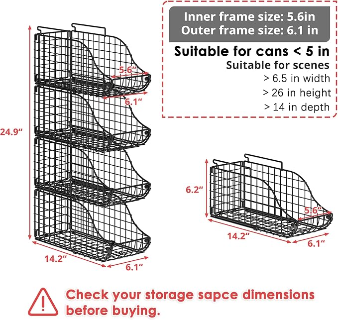 Sonyabecca 6 Pack Stackable Can Organizer for Pantry Cabinet Food Storage | Soda Can Organizer Storage Rack, Can Food Storage Dispenser for Pantry and Cabinet Shelves with Stackable Design