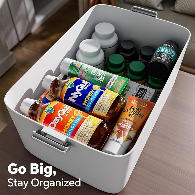 CTIME 3-Tier Medicine Organizer - Portable Medicine Cabinet with Handle | Multipurpose Medical Box, Pill Organizer, Empty First Aid Kit for Home