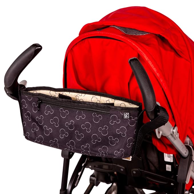 J.L. Childress Disney Baby Cargo N Drinks Stroller Organizer Caddy, Mickey | Essential baby travel accessory with two cup holders & organization pockets, fits UPPAbaby, Doona, Nuna & all other strollers