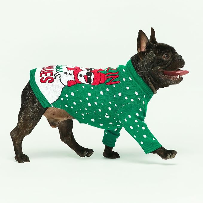Fitwarm Chillin with My Snowmies Dog Ugly Christmas Sweater, Winter Dog Clothes for Small Dogs Girl Boy, Pet Holiday Sweatshirt, Xmas Snowman Outfit, Red, White, Large
