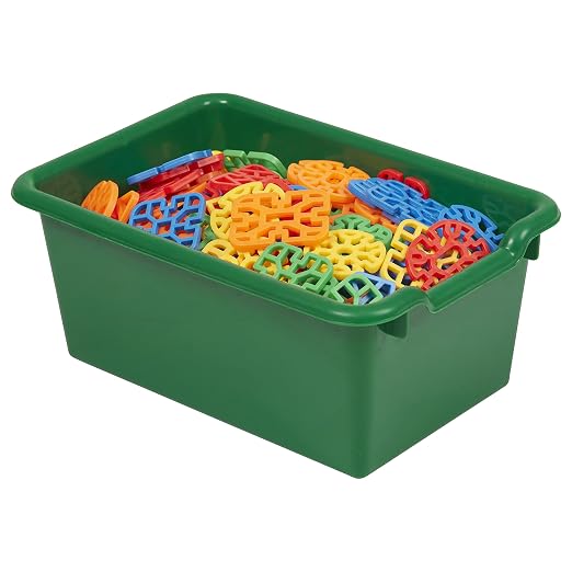ECR4Kids Scoop Front Storage Bins, Multipurpose Organization, Green, 10-Piece | Durable plastic, GREENGUARD Gold Certified, 1.2 gallon capacity, lightweight & nestable, built-in handle, classroom/home use