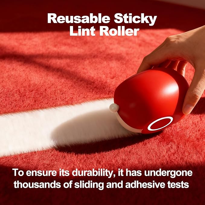 Washable Reusable Gel Lint Roller for Pet Hair，Portable Mini Dog Cat Pet Hair Remover for Clothes，Laundries ，Dust Fuzz Fur -Sticky Cleaner- Small Travel Animal Fur Removal Tool (red)