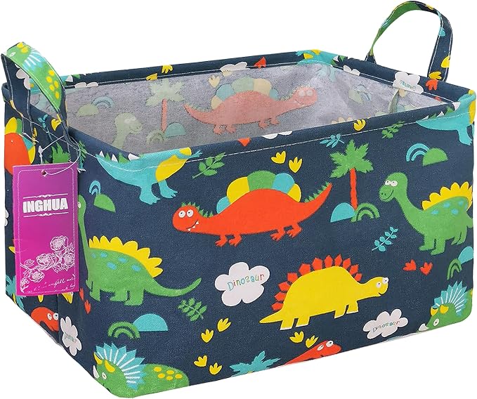 Rectangular Forest Dinosaur Storage Basket Gift Bag | Orgnizer Box for Books,Clothes,Gifts,Pets-Perfect for Home,Office,Nursery,Dorm,Shelf