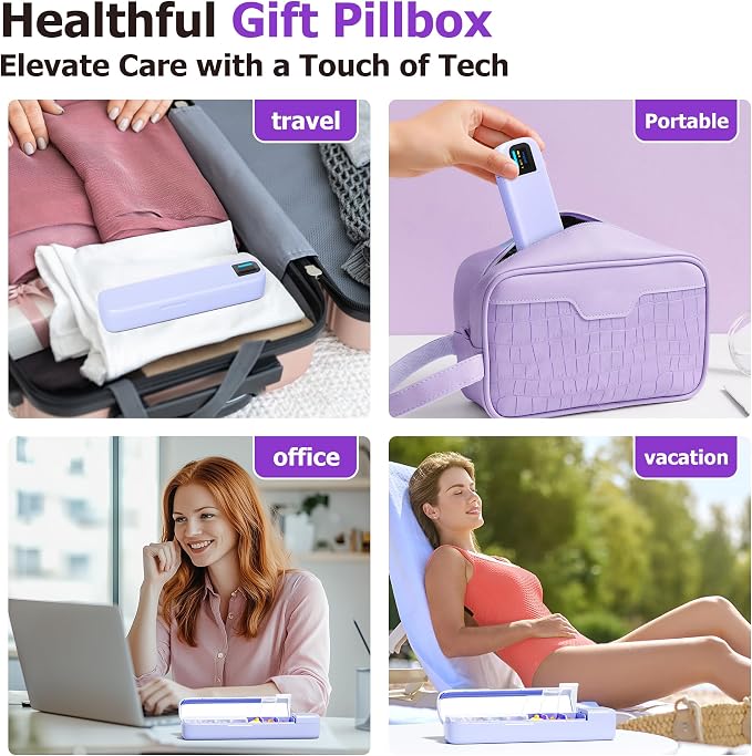 Daviky Automatic Pill Dispenser, Smart Pill Organizer with Alarm | Pill Box 7 Day with APP, Weekly Travel Pill Case, Portable Pill Reminder for Medicines, Supplements and Vitamins