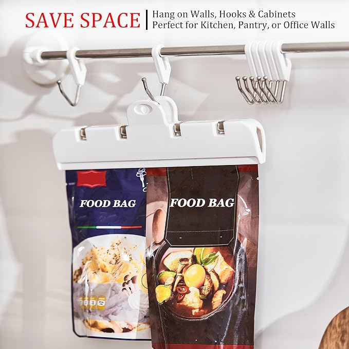 Food Bag Clips with Magnetic, Extra Large Heavy Duty Airtight Sealing | for Chip Bags, Snacks, Pet Food– Keep Fresh, Kitchen Storage Organization, Paper Clamps for Fridge, 8.66",2Pcs Transparent