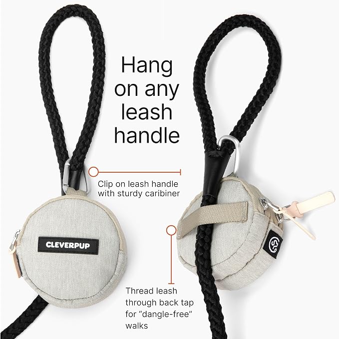 Cleverpup Snackpack Double Insulated Dog Treat Pouch – 1.5 Cup Capacity, 2 BPA-Free Waterproof Zipper Pockets, Carabiner for Belt/Leash – Compact Training & Travel Bag – Graphite