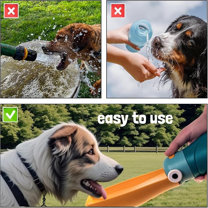 Dog Water Bottle Portable Puppy Travel Foldable Water Bottle Leak Proof Water Dispenser for Pet Cats Walking Hiking Travel Food Grade Plastic-Green 16 oz
