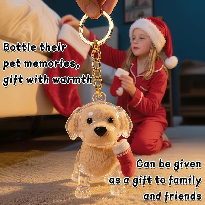 4 PCS Dog Hair Collector Keychain Charm(Send Brush Comb), Dog Shape Memorial Storage Box with Transparent Bottle for DIY Pet Furs & Ashes Keepsake, Portable Pet Memory Capsule Keyring