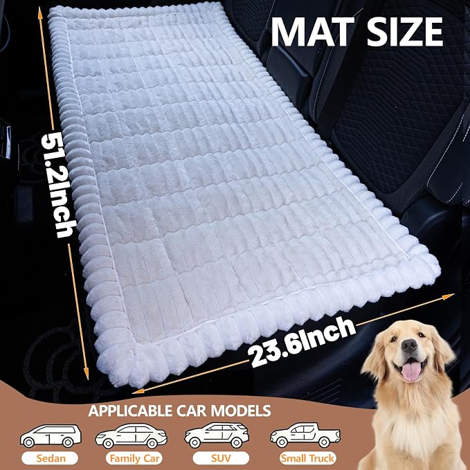 Dog Bed for Car Back Seat, Waterproof Dog Blanket for Car, White | Dog Bed for Car, Back Seat Dog Bed, Washable & Non-Slip Travel Pet Mat for For the Back Seat and Trunk, Fits Car, Truck & SUV
