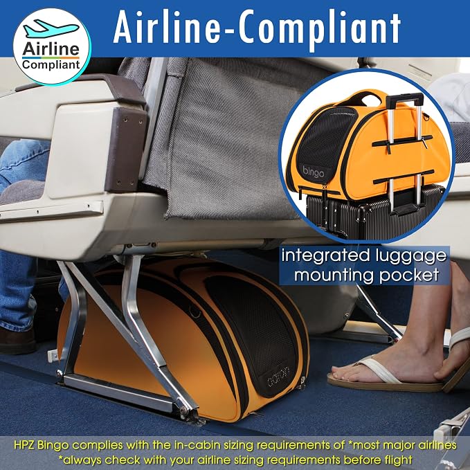 HPZ-PR America HPZ Bingo Multi-Functional Pet Travel Carrier Bag/Organizer/Car Seat/Bed/Airline Approved (Sunrise Orange - Bag Only)