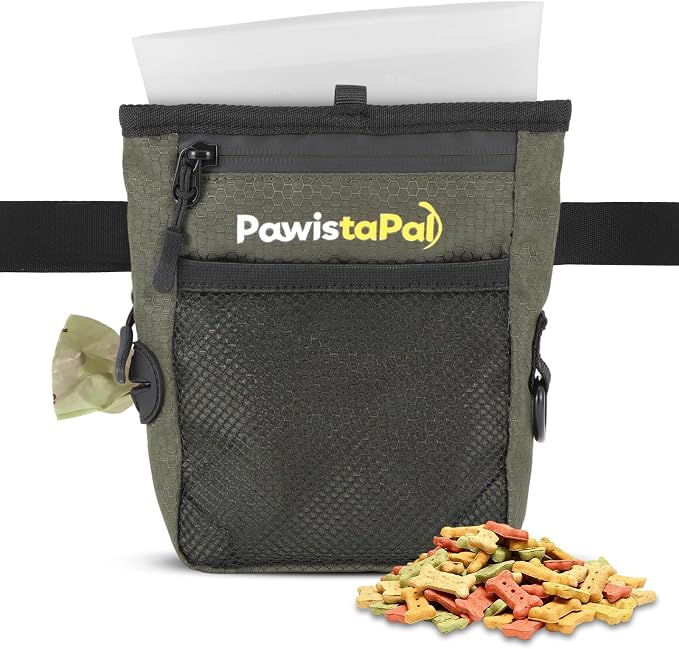 Dog Treat Pouch for Pet Training, One-Hand Magnetic Closure, Hands-Free Treat Bag with Silicone Liner, No Mess No Smell