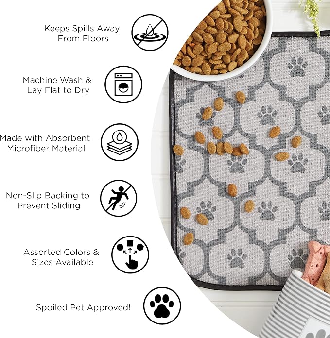 Bone Dry Machine Washable, Ultra Absorbent Pet Mat, 12x18, Gray Stripe (Pack of 2)