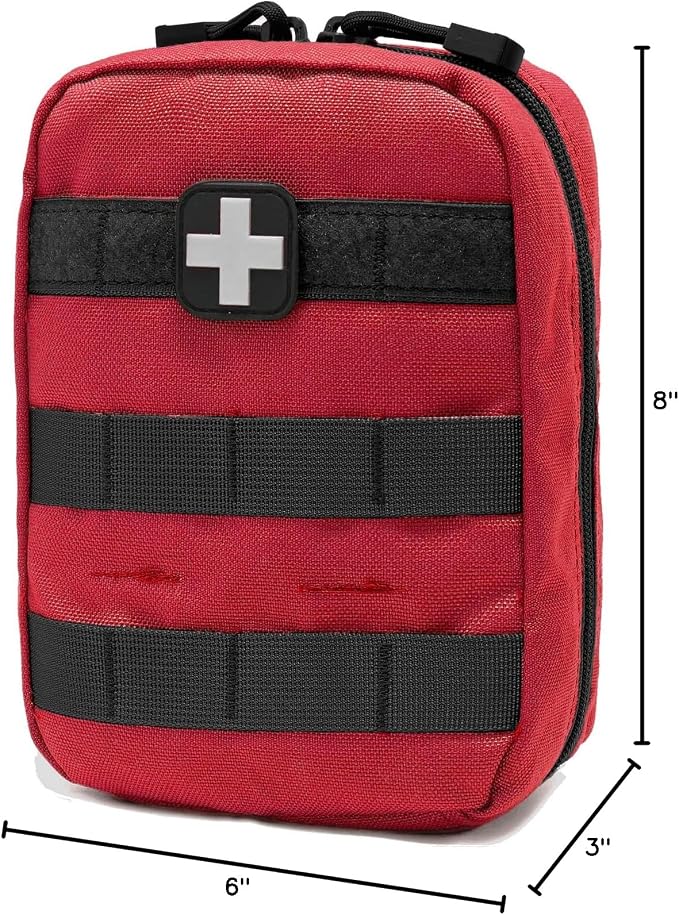 EMT Pouch MOLLE Ifak Pouch Tactical MOLLE Medical First Aid Kit Utility Pouch (with Medical Supplies Red)
