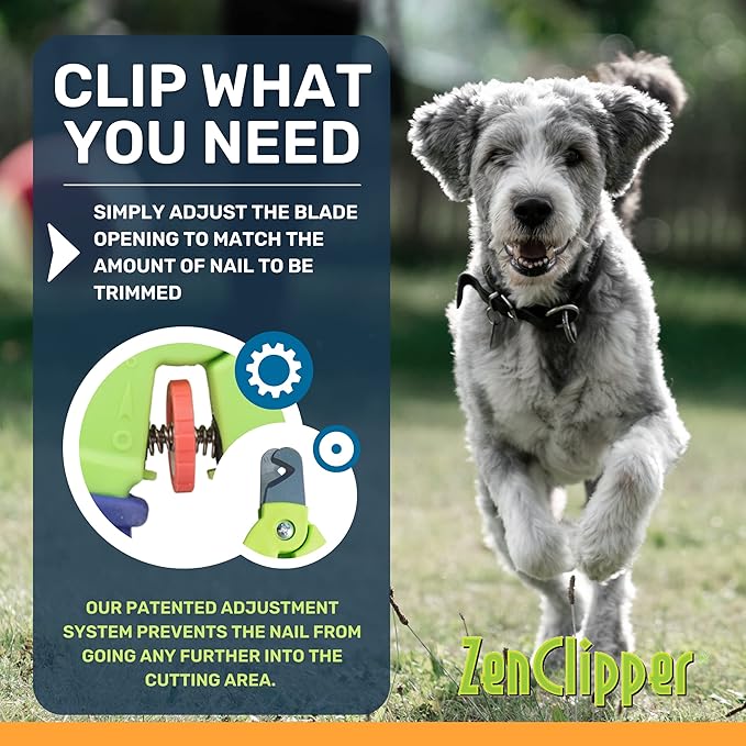 Zen Clipper Precise Safer Pet Nail Trimmer - Fully Adjustable Pet Nail Clipper for Dogs and Cats - Clips only The Amount of Nail You Chose Quick, Clean and Quiet Cut - Patented (Regular)