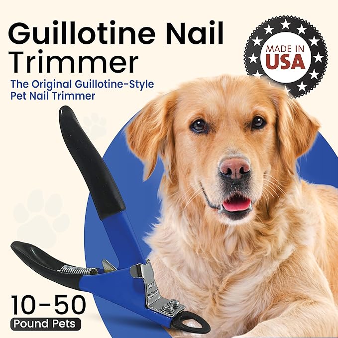 Resco Original Deluxe Dog Nail Clippers - Professional USA-Made Guillotine Trimmer - Heavy Duty Steel for Small to Medium Dogs - Blue