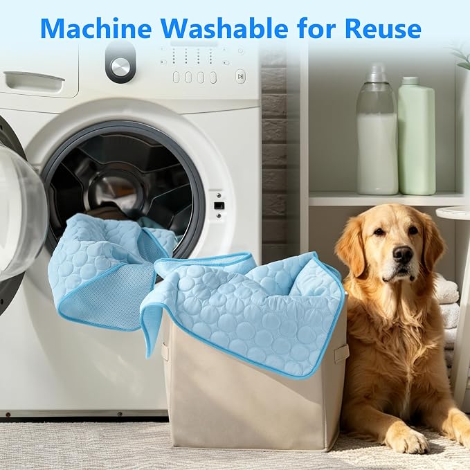 MCEAST 2 Pcs Dog Cooling Mat 39" x 27.5" Self Cooling Pad for Dogs & Cats Non-slip Cool-Chill Mats Summer Pet Blanket with Storage Bag Washable & Portable Cool Pet Pad for Floor Sofa Car Travel, Large