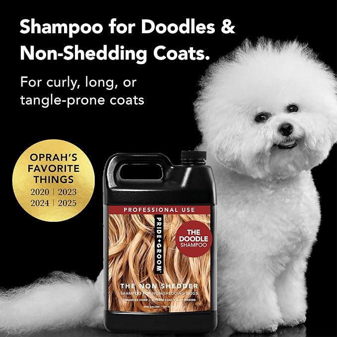 Pride and Groom The Non Shedder | Dog Grooming Shampoo For Doodles and Dogs that Do Not Shed | Tearless All Natural Body Wash with Essential Oils & Coat-Specific Ingredients that Enhance Shine – 128oz