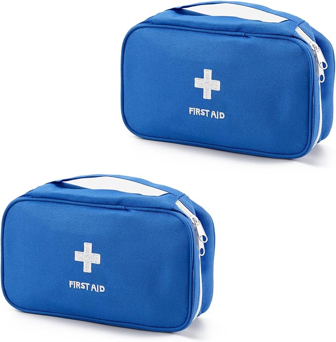 Portable Empty First Aid Kit Bag, Travel Medicine Pouch, Small Medical Bag (2 Pieces Blue)
