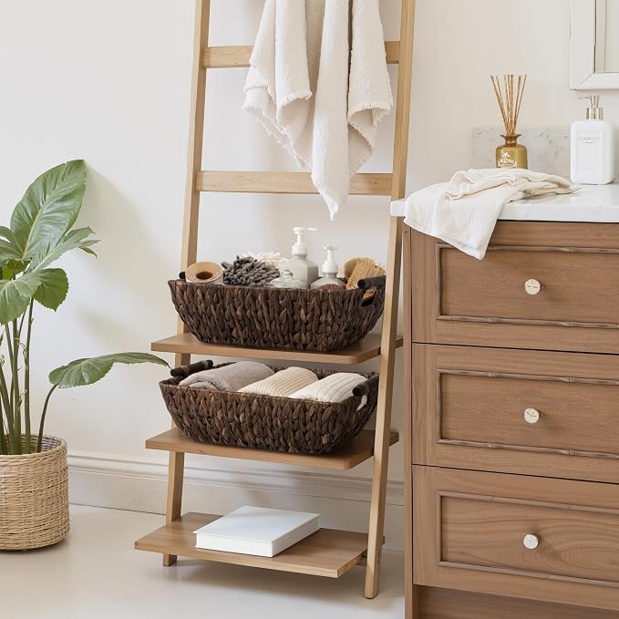 StorageWorks Wicker Baskets for Shelves, Large Organizer Basket | Wicker Storage Baskets for Shelves, Baskets with Wooden Handles, 2-Pack Gifts Basket for Home Decor, Hand-Woven Basket