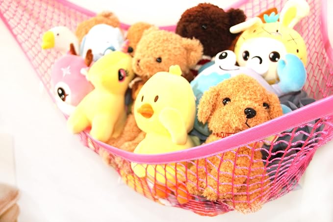 Stuffed Animal Net Toy Hammock, Teddy Bear Hammock, Jumbo Stuffed Animal Storage Net! XWG Pink