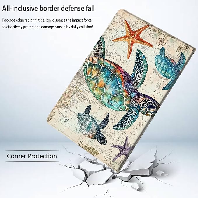 Bxgolkgd Tablet Case for Samsung Galaxy Tab S6 Lite 10.4 Inch (2024/2022/2020),Shockproof Stand Cover with Heat Dissipation,Auto Wake/Sleep Function,Turtle Map