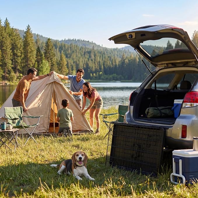Dog Crate 18 Inch Small Dog Cage Foldable Indoor Outdoor Pet Kennel | Single Door Metal Wire Portable Dog Kennel with Secure Lock, Leak-Proof Pan Tray, Dog Training and Travel