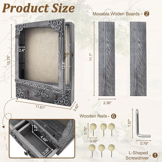 11x16 Pet Memorial Shadow Box Frame with Shelves, Grey